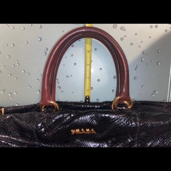PRADA Black Leather Snake Skin & Nylon Handbag EXCELLENT CONDITION - Picture 14 of 14